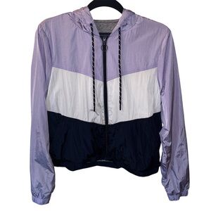 Abercrombie & Fitch Colorblock Hooded Windbreaker Jacket Small Lavender Full Zip